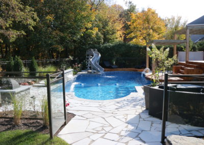 piscine, deck, spa, galerie, marche