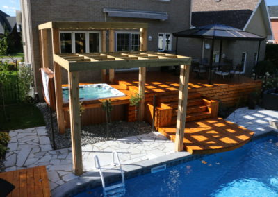 piscine, deck, spa, galerie, marche